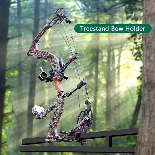 Shupakul Tree Stand Bow Holder- 12 Teeth Adjustable Hunting Bow Holder- Easy Installation Treestand Bow Rest for Hunting Archery Gear Accessory