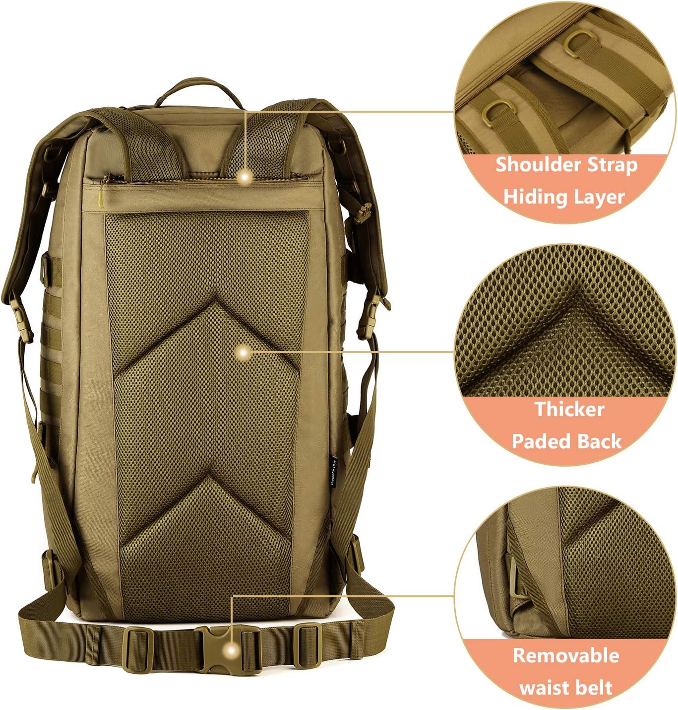 ArcEnCiel60L Outdoor Tactical Duffel Backpack Military Waterproof Suitcase Sport Luggage Hiking Camping Bag（Rain Cover+Patch）