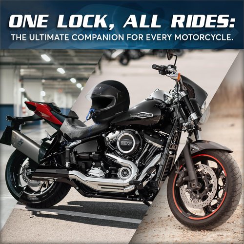 BigPantha Motorcycle Helmet Lock & Security Cable - Blue Carabiner Combination Lock Secures Your Helmet, Jacket, Gloves, or Bag - Helmet Lock with Free Carry Pouch & a Small Flashlight