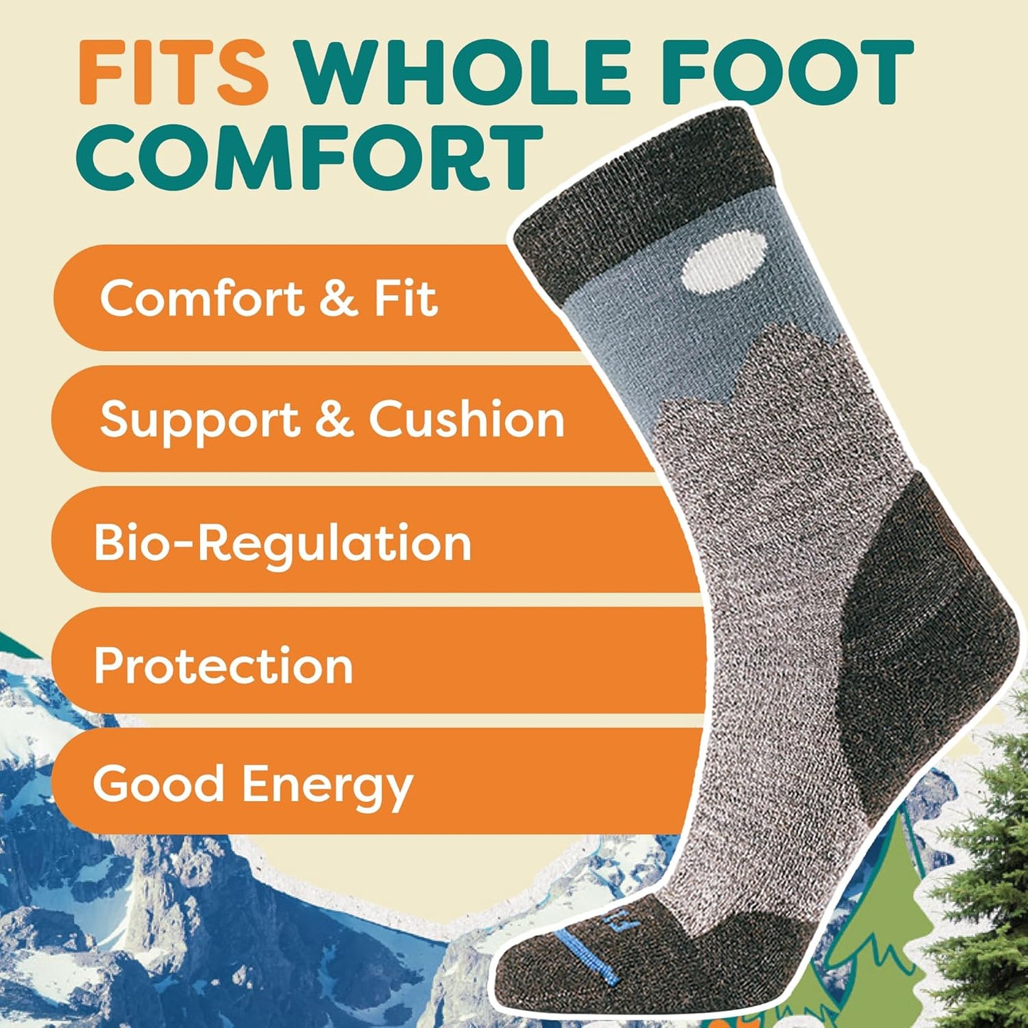 FITS Teton Light Hiker Merino Wool Crew Socks For Men and Women, Lightweight, Breathable, Whole Foot Comfort