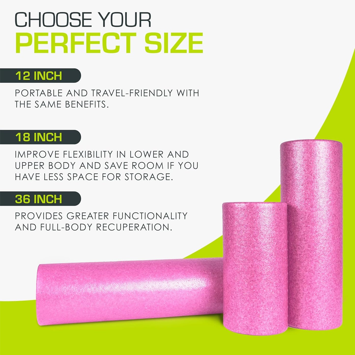 ProsourceFit High Density Foam Rollers 36 - inches Long, Firm Full Body Athletic Massage Tool for Back Stretching, Yoga, Pilates, Post Workout Muscle Recuperation, Black