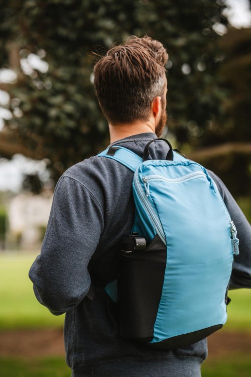 ChicoBag Travel Pack rePETe + Refine | Eco-friendly Lightweight and Packable Travel Backpack (Sapphire)