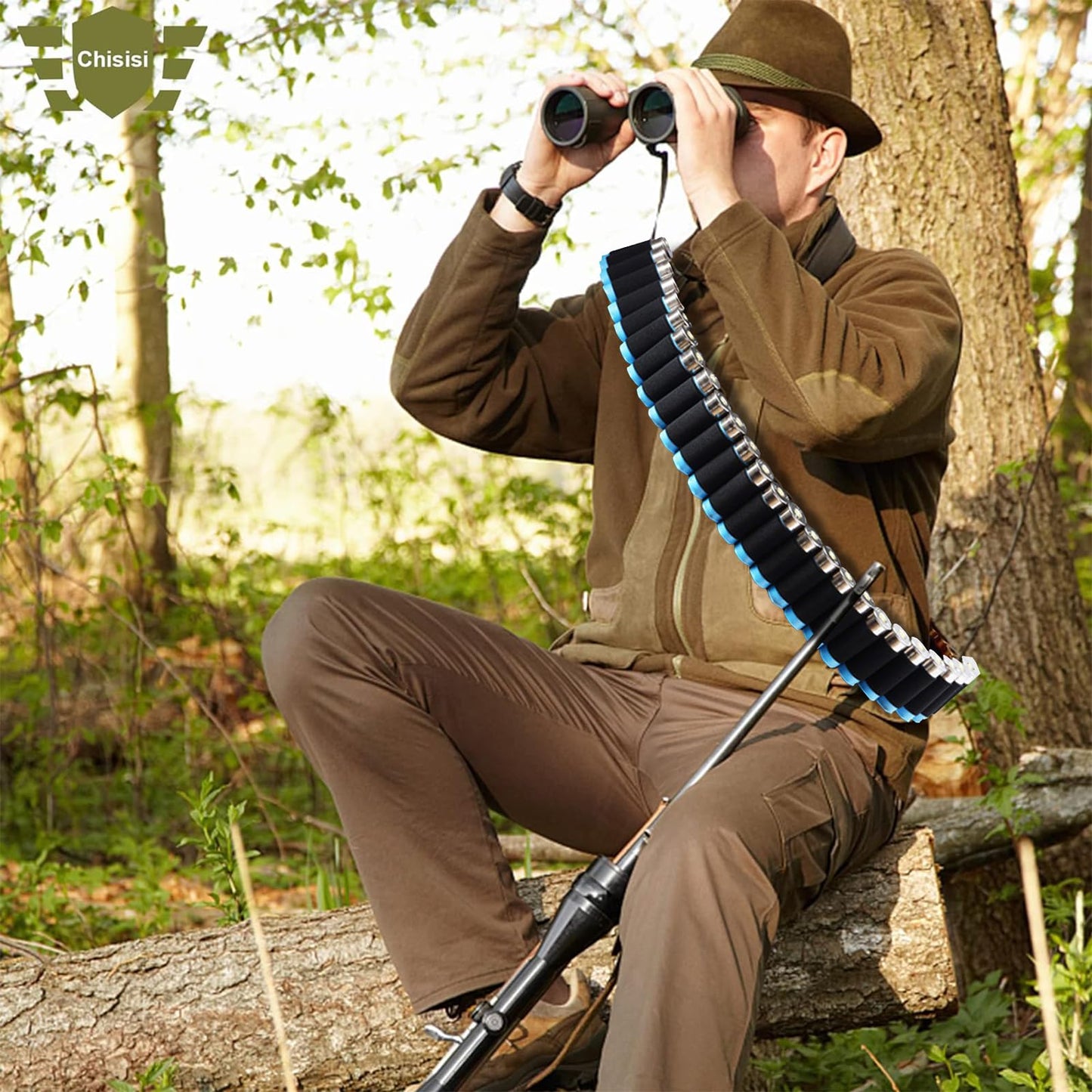Round Shotgun Shell Bandolier,Ammo Shot Shell Shoulder Bandolier Bandoleer Carrier, with Quick Release Buckle,Holds Up to 27 Shells,Bandolier for Shell Count Tactical and Out Door Hunting