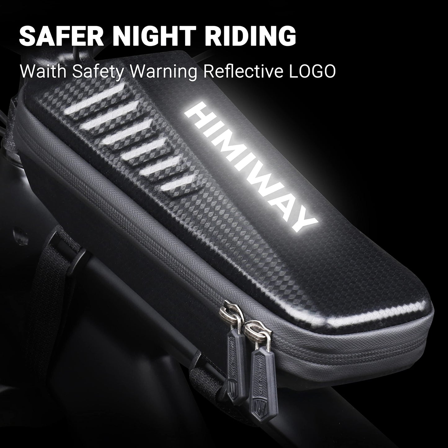 Himiway Bike Top Tube Bag EVA Hard Shell Bike Frame Bag IP65 Waterproof Bike Rack Bag Carbon Pattern PU Bicycle Top Tube with Logo Reflective Bike Bag Frame Large Capacity Fit Most Bike Frame