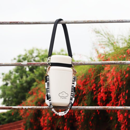 Black Gray Stanley Cup Holder with Strap, Silicon Water Bottle Handle, Carrier, Lanyard, Holder with Strap, Reputation Beads Stanley Handle, Tumbler Suitable Stanley Cup Accessories 8-40oz
