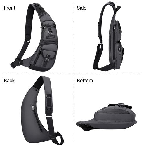 WITZMAN Sling Bag for Men Crossbody Bags Travel Slim Chest Bag One Strap Lightweight Casual Daypack (B702 Silvery Grey)