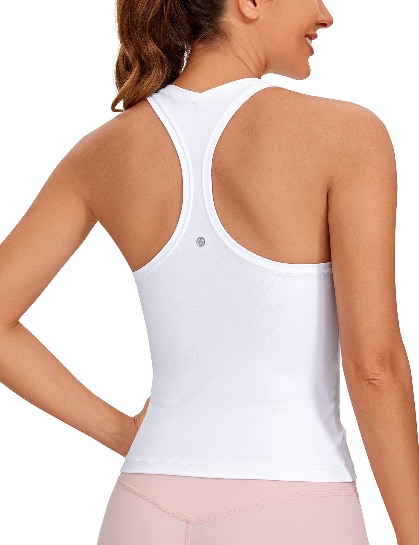 CRZ YOGA Butterluxe Racerback Tank Tops for Women - Yoga Workout Casual Gym Athletic Camisole Tight Sleeveless Shirts White Small