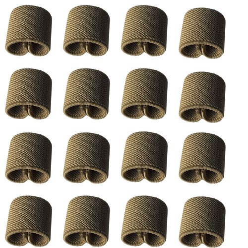 XTACER 16PCS Elastic Belt Retainer, Ring Loop Keeper (Khaki, Fits 1 inch (25mm) webbing)