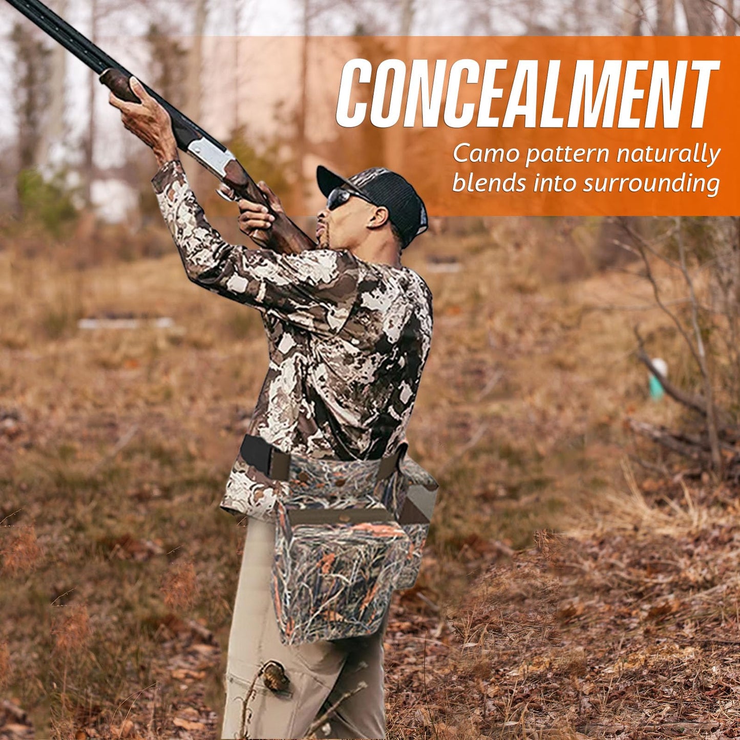 IC ICLOVER Dove Hunting Belt - Adjustable Field and Game Belt, 4in1 with Bird Game Bag, 2 Shell Pocket, Water Bottle Carrier, Lightweight Waterproof Sporting Clays Upland Game Dove Hunting Gear