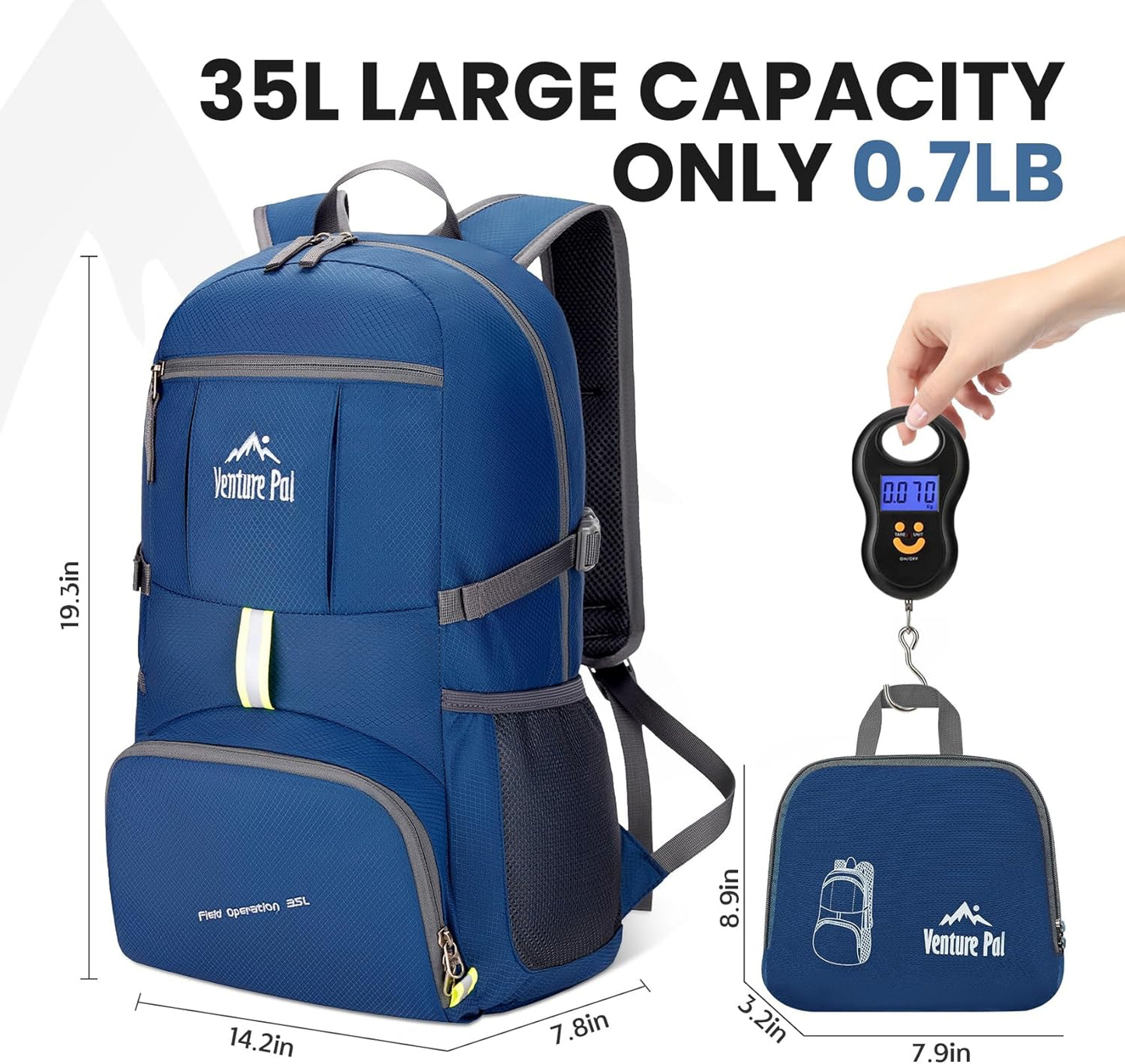 Venture Pal 35L Ultralight Lightweight Packable Foldable Travel Camping Hiking Outdoor Sports Backpack Daypack