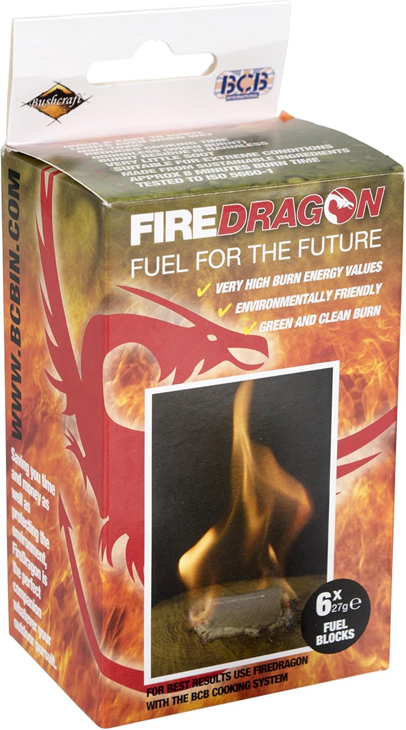 Fire Dragon Solid Fuel Tablets - BCB Adventure, 6-Pack of 27g for Camping & Survival