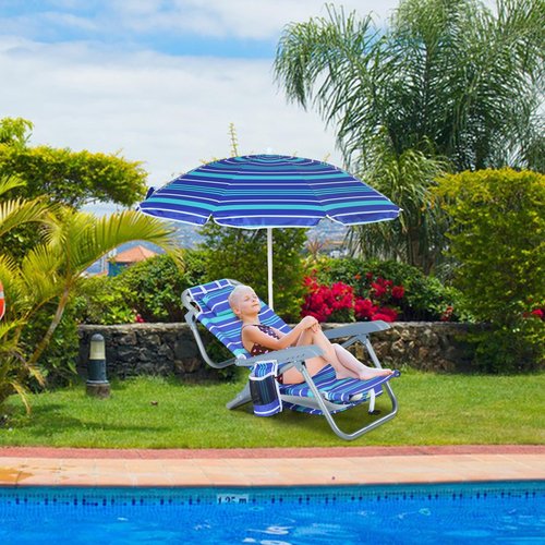 Nice C Toddler Beach Chair, Kids Beach Chair with Umbrella, Backpack Beach Folding Chairs, Backpack Camping Chairs, 5-Position Reclining, with Cup Holder, for Beach, Camping, Picnic (1 Pack)