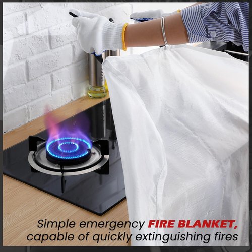 Copkim 2 Sets Emergency Fire Blanket for Home Fire Suppression Thermal Blankets with Emergency Whistles, Hooks and Gloves for Kitchen, Fireplace, Car, Office, 39.3" x 39.3"