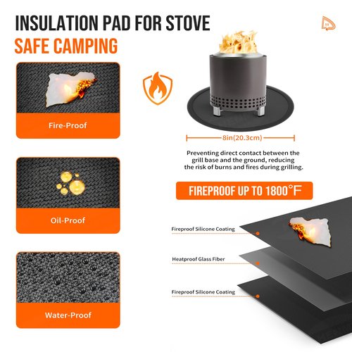 Gibot Marshmallow Roasting Sticks for Fire Pit, 5 Dishwasher Safe Stainless Steel Extendable Smores Sticks with Rests Pellet Scoop Grill mat, Camping Essentials，Stove Accessory Pack