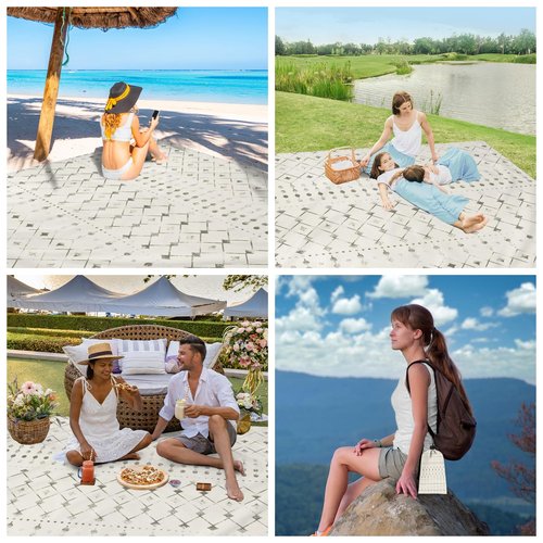 Beach Blanket Waterproof Sandproof, 10'X 9' Extra Large Oversized Beach Mat for 2-8 Adult, Quick Drying Lightweight & Durable Polyester Picnic Blanket for Outdoor, Travel, Camping, Hiking-Moroccan