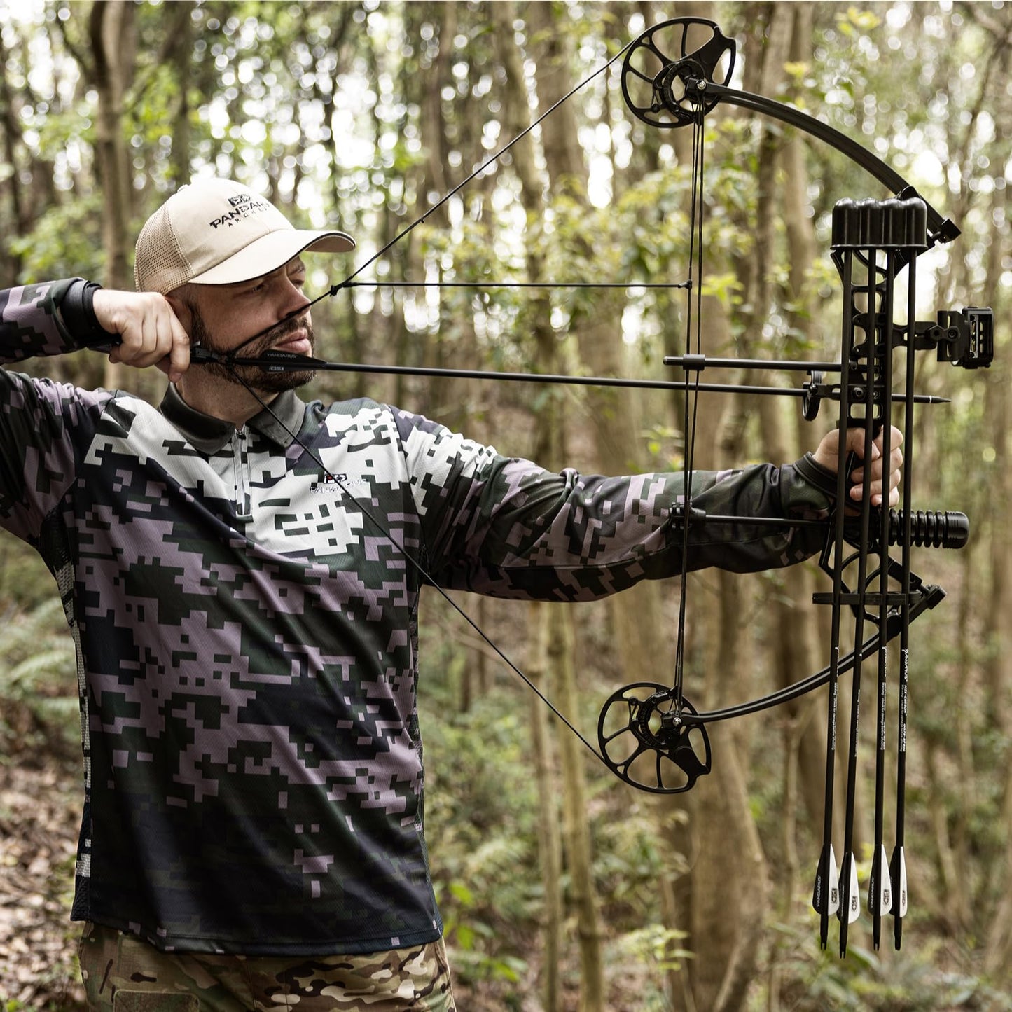 PANDARUS Archery Ready to Hunt Compound Bow Package for Adults and Teens,25"-31" Draw Length,0-70 Lbs Adjustable,up to 320 fps,Made in USA,Lightweight Design,2025 New(Black Right Handed Pro)
