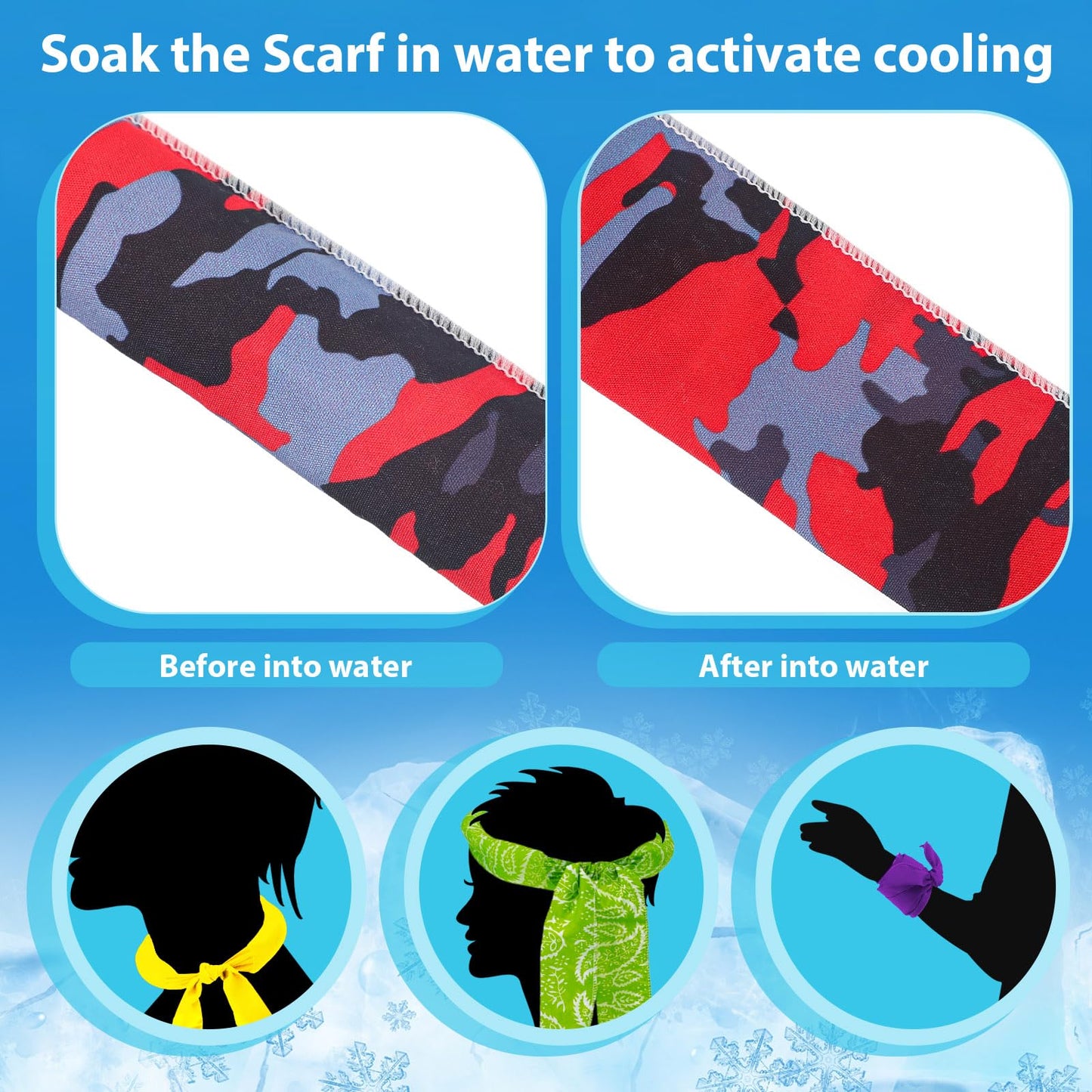 48 Pcs Ice Neck Cooler Bulk Cooling Wraps Cool Scarf for Extremely Hot Weather Water Evaporative Cooling Bandana Headband for Men Women Waking Running Hiking Golf Camping Indoor (Bright Style)