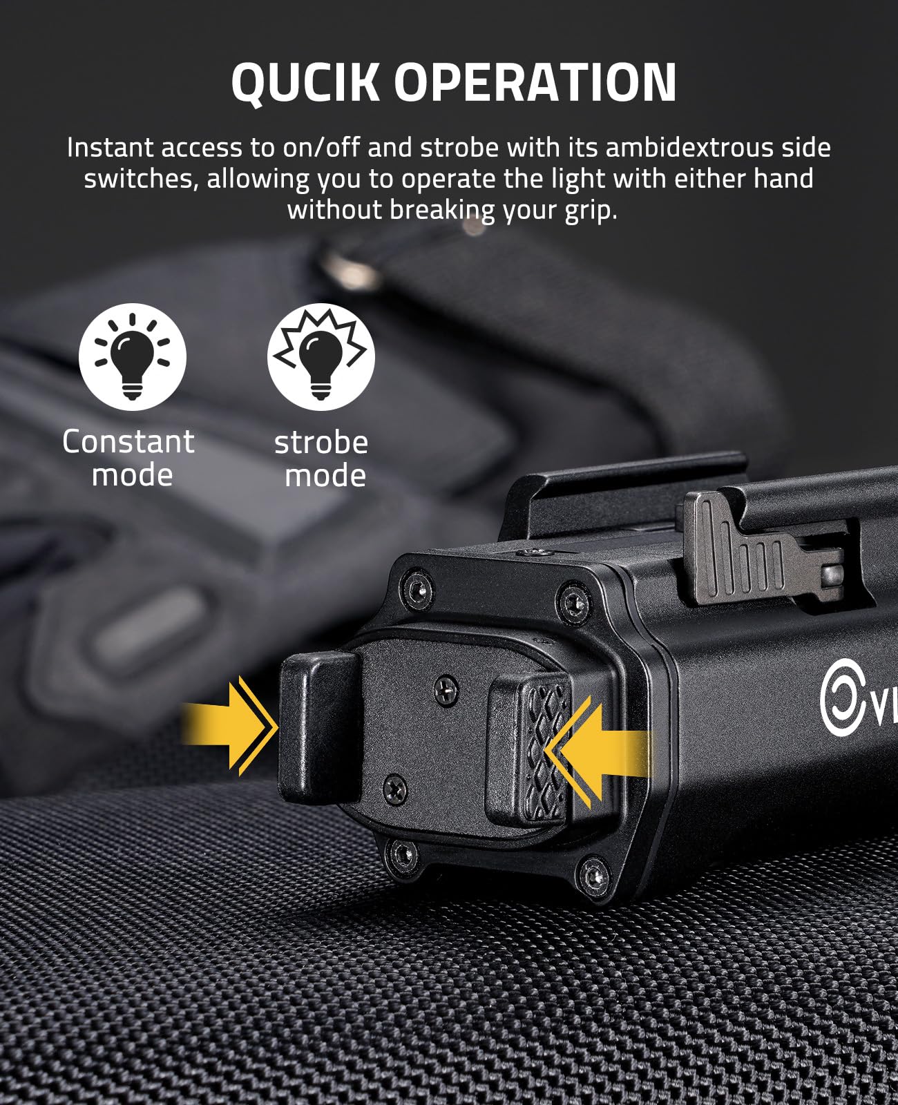 CVLIFE 1500 Lumens Pistol Flashlight Magnetic Rechargeable, Tactical Light for Pistol with Quick Install Adjustable Rail, Picatinny Flashlight with Strobe Function