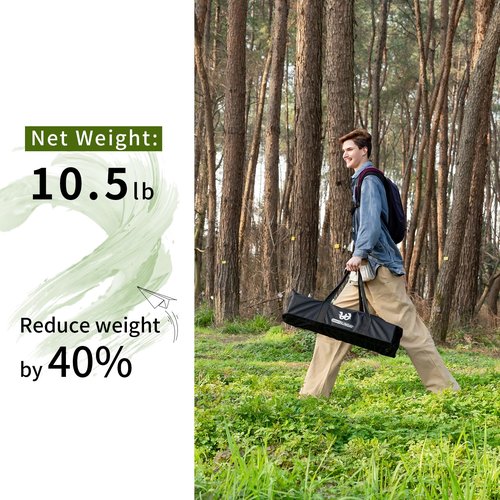Whitsunday Folding Camping Table Aluminum Portable Roll-Up Picnic Table 4-6 Person for BBQ Backyard Patio Party Wood Grain 34.6 * 23.6 * 17.3