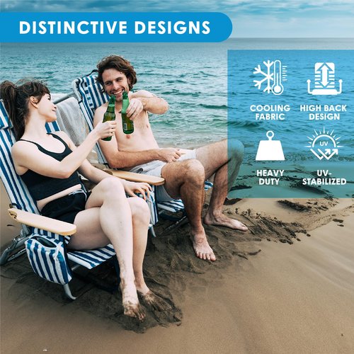 Camphor Designs Low Profile Reclining Beach Chair for Adults Supports 300lbs| Oversized Backpack Beach Chair with 5 Adjustable Positions for Outdoor Concert Travel Festival Camping