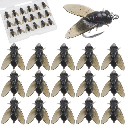Bionic Fly Fishing Bait, Flies Fishing Lures Kit Trout Jigs Swimbaits Dry Flies Fly Fishing Lures Fish Attractant Fly Fishing Hook for Saltwater Freshwater Bass Panfish 15mm