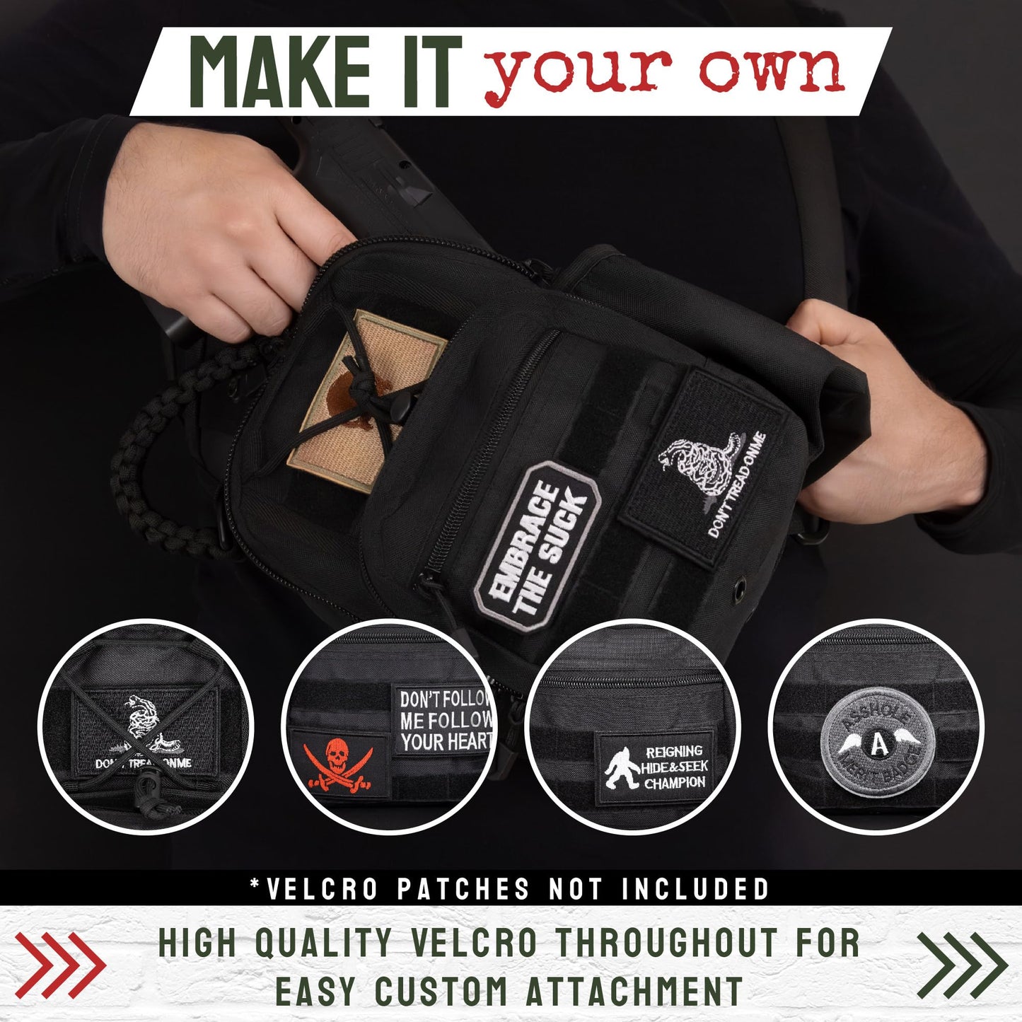 Sling Bag for Men - Lightweight & Compact EDC Gear Bag for Travel, Range, Hiking, Outdoor Sports - Weatherproof and Durable Nylon Crossbody Range Bag Day Pack - Black CCW Sling Bag