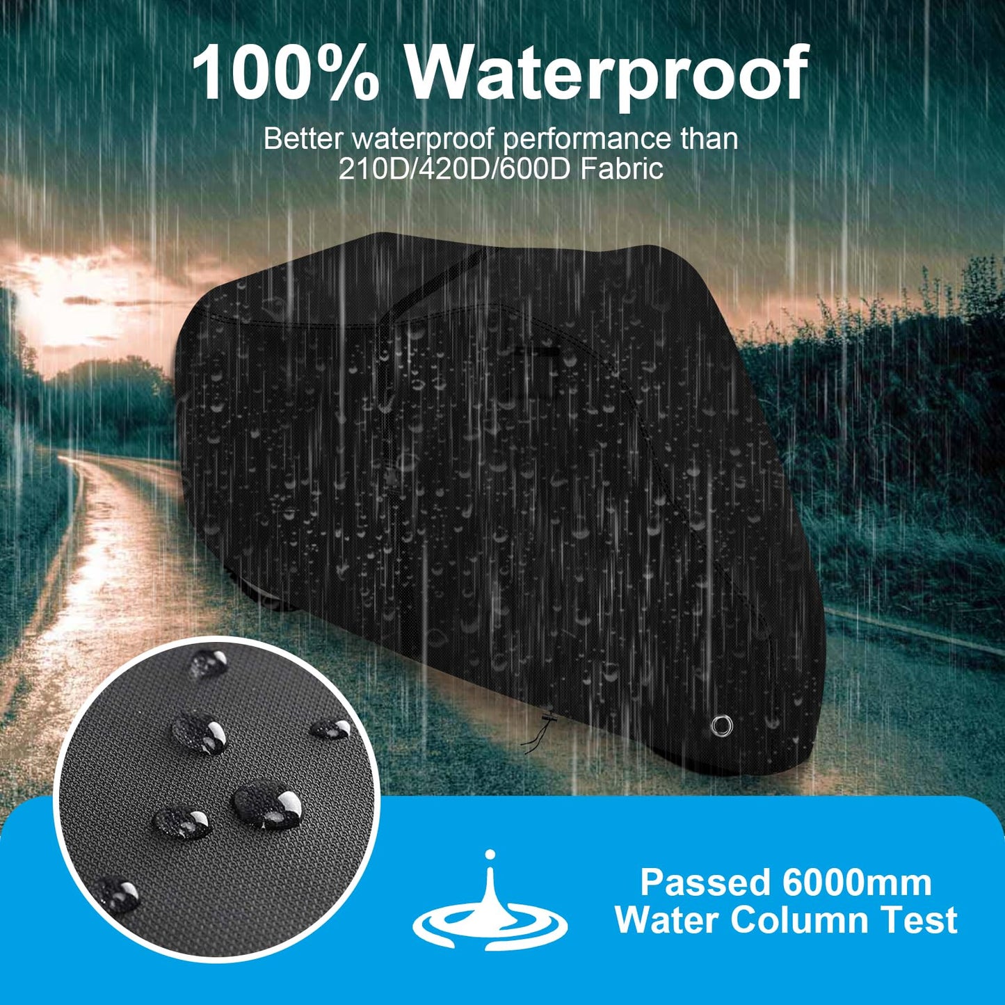 Adult Tricycle Cover/Electric Trike Cover, 600D Heavy Duty Oxford Cloth Tricycle Cover, UV Protection & Windproof, Waterproof Recumbent Trike Cover Replacement,includes 1 x adjustable Straps (Black)