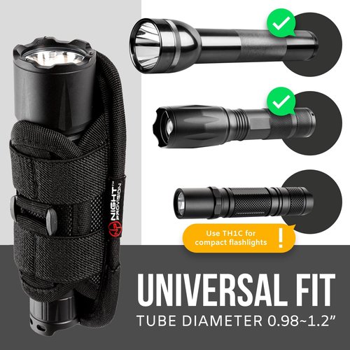 TH2C Tactical Flashlight Holster Metal Belt Clip & TKH-S1 Stealth Keychain Ring for Duty Belt Pouch Stretchable Holder for Police Military Security Belt
