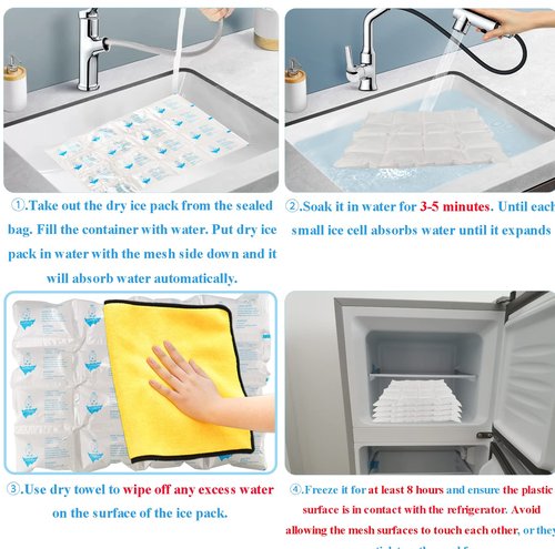 TarppedRock Dry Ice Packs for Shipping Frozen Food, 10 Sheets Reusable Cold Ice Packs for Coolers, Lunch Bag, Flexible Long-Lasting Ice Blanket Sheets