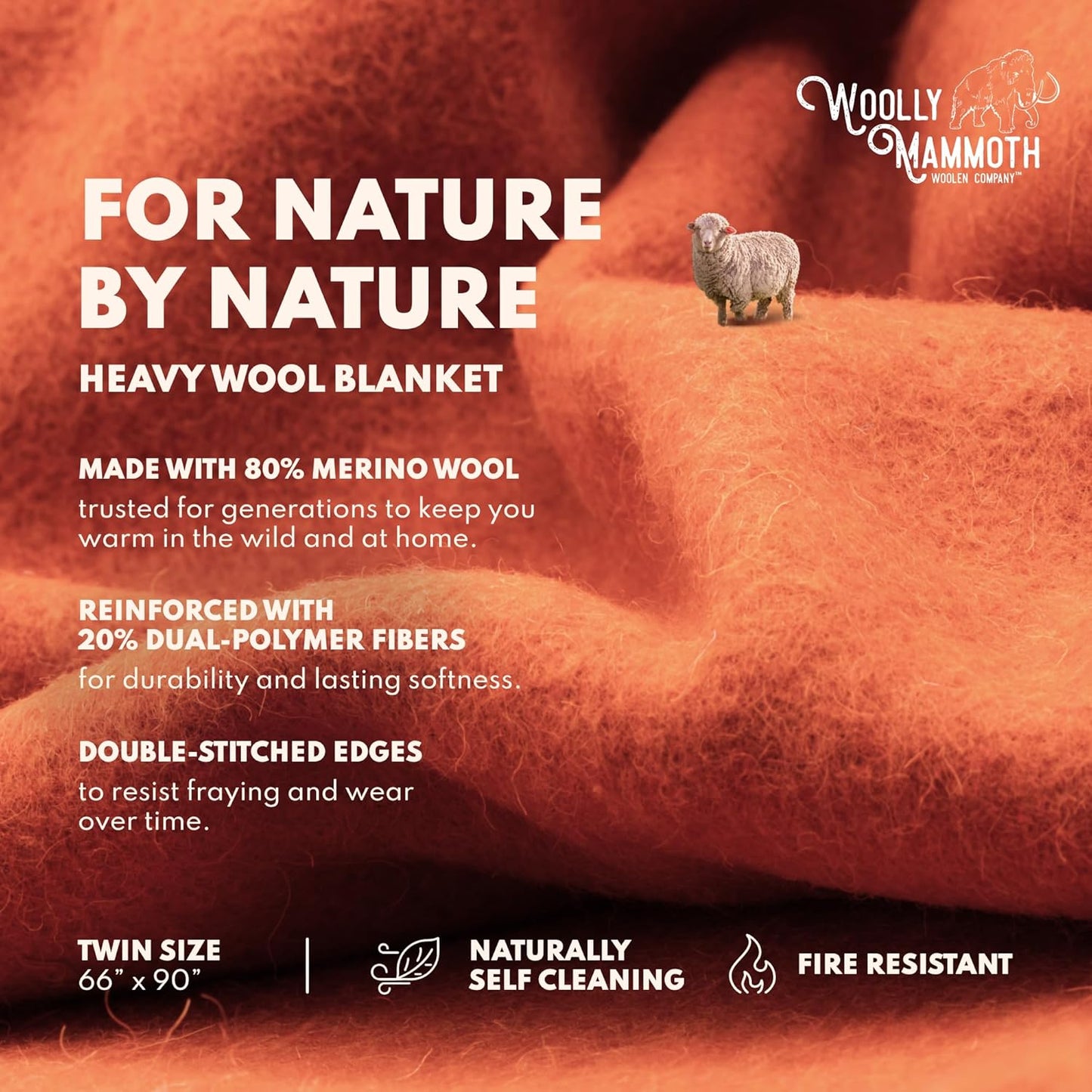 Woolly Mammoth Woolen Co. | Extra Large Merino Wool Camp Blanket | Perfect Outdoor Gear | Bedroll for Bushcraft, Camping, Trekking, Hiking, Survival, or Throw Blanket at the Cabin (Gray), 66" x 90"