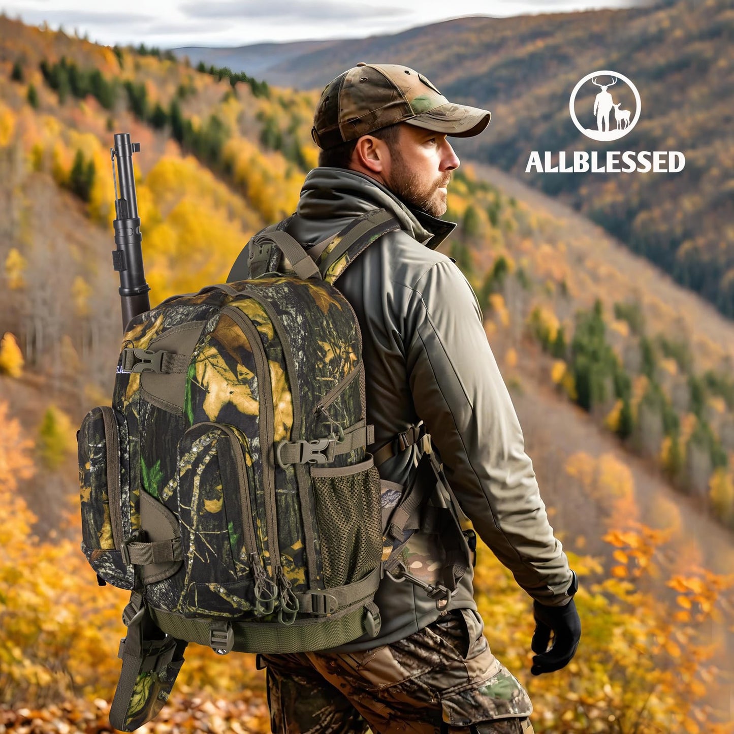 ALLBLESSED Waterproof Hunting Backpack for Bow Rifle with Binocular Harness Chest Pack for Gun and Bow Holder duck Waterfowl hunting accessories