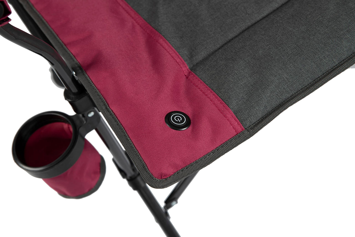 Backyard Expressions Luxury Heated Portable Camp Chair - Red/Grey - Great for Camping, Sports and The Beach