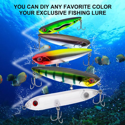 Ghanneey 20PCS Blanks Fishing Lures Blanks Crankbait Kit Unpainted Fishing Baits Fishing Topwater Wobblers Fishing Lure with 3D Fishing Eyes