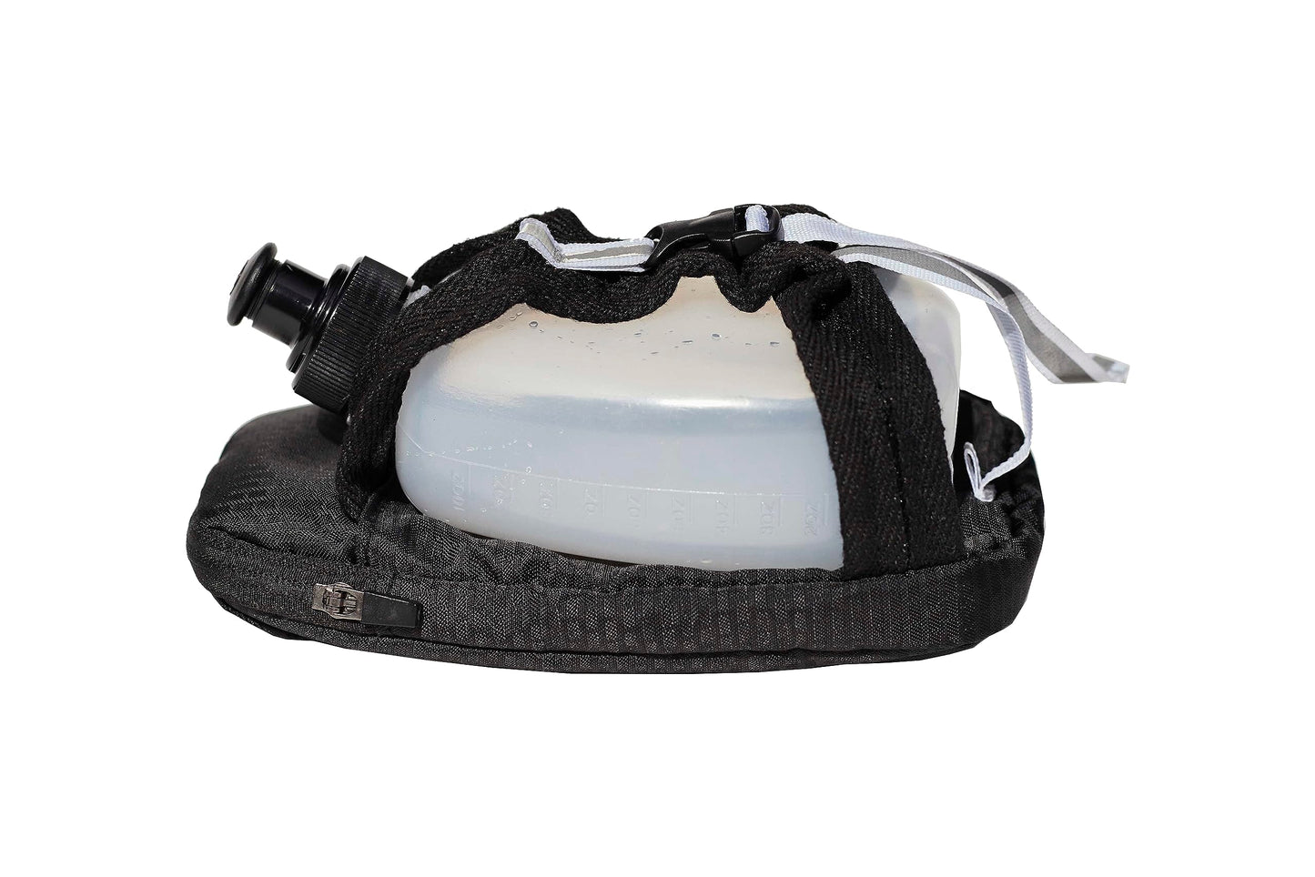 54D Running Handheld Quick Squeeze. No-Grip Adjustable Hand Strap. 12oz - 250ml / Insulated White Hydration Water Bottle.