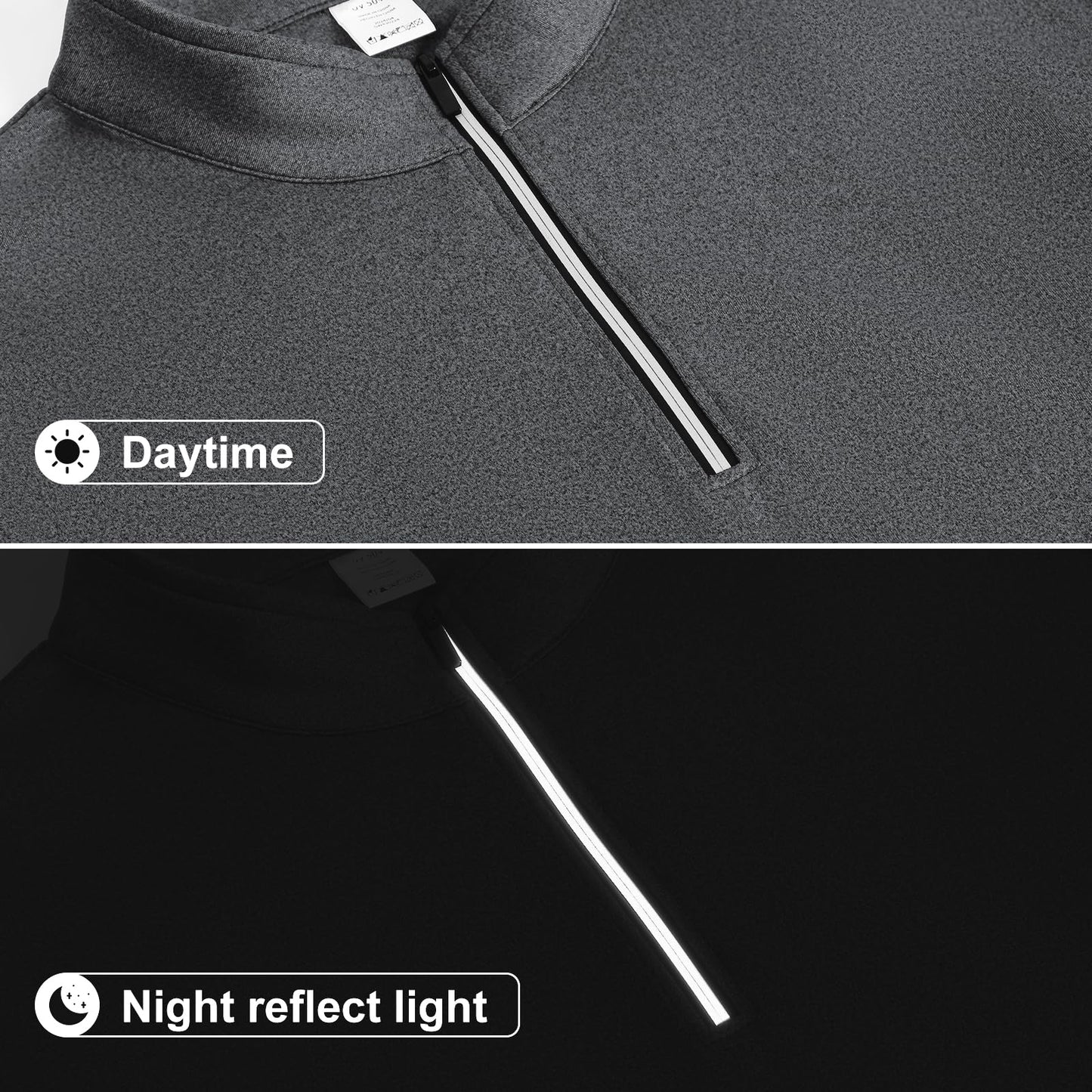 KAKU NANU Men’s Quarter Zip Pullover Athletic Long Sleeve Sweatshirt UPF 50+ Sun Shirt Quick Dry for Gym Running Golf Workout (XL, Dark Grey/Black)