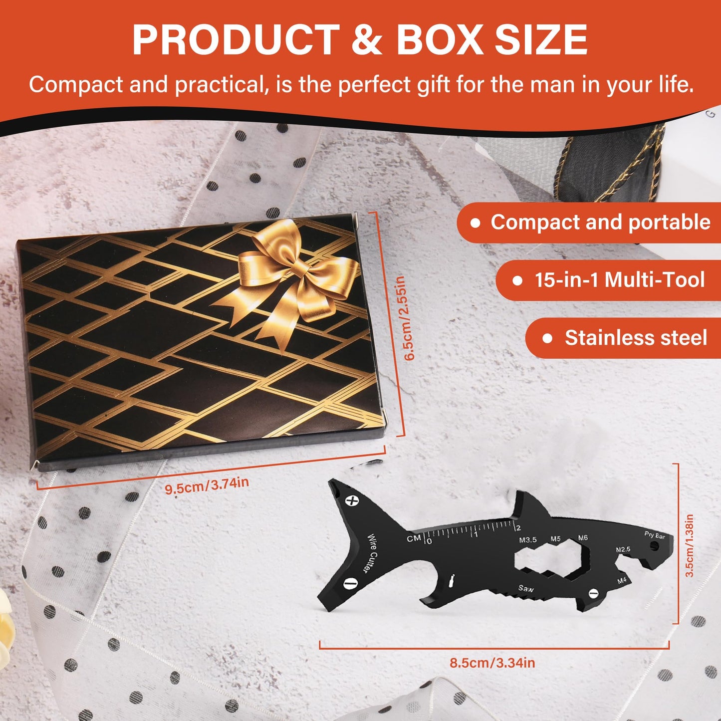 Fun Mens Gifts EDC Multitool - Unique Men Birthday Shark Gift, Novelty Christmas Stocking Stuffer White Elephant Anniversary Father Valentines Present Idea Small Gadget, Cool Secret Santa Gift for Him