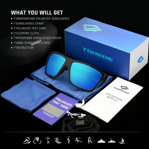 TOREGE Mens Women Sunglasses Polarized Sports UV Protection Wraparound Lightweight Sunglasses for Fishing Golf Driving Baseball NAUTILUS (C2)
