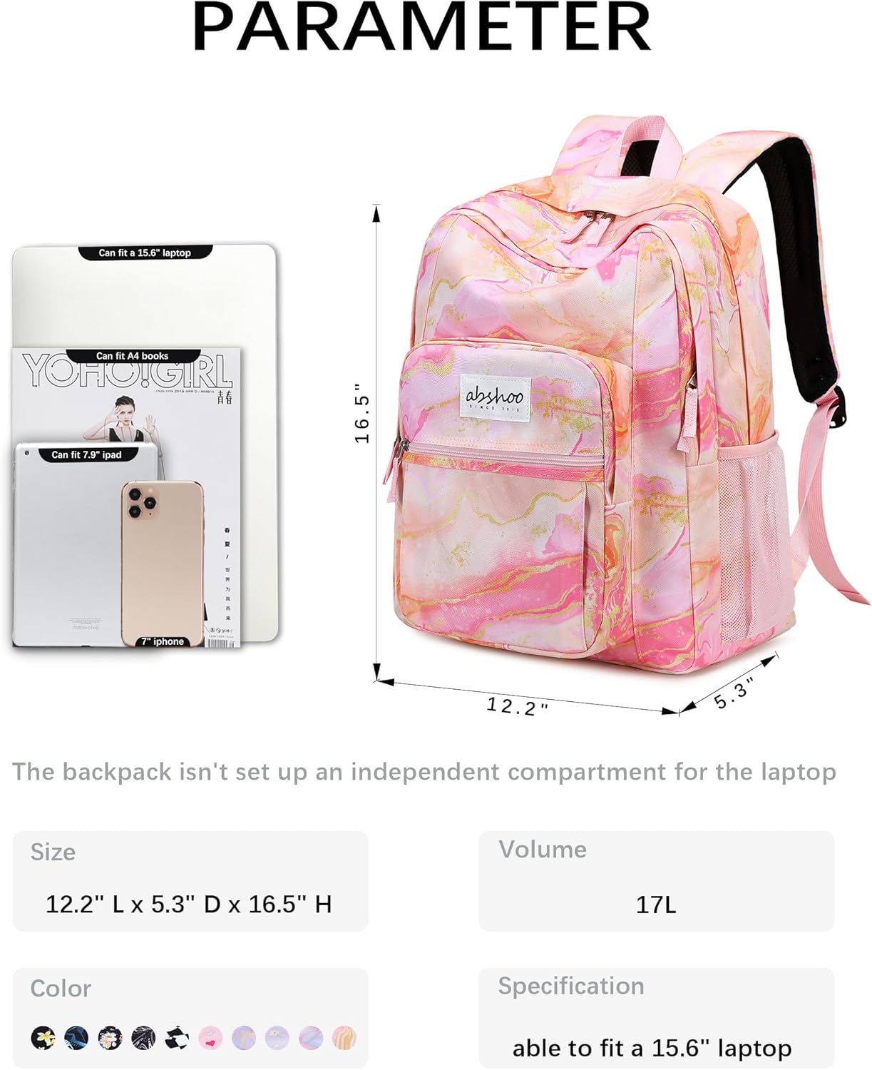 abshoo Classical Basic Travel Backpack For School Water Resistant Bookbag