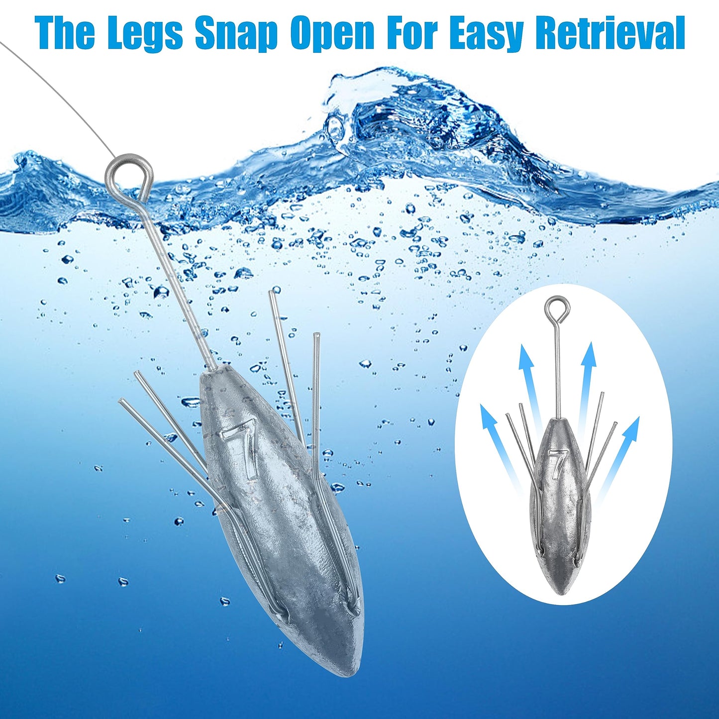 AGOOL Sputnik Sinker Fishing Weights Long Tail Fishing Equipment Surfing Casting Spider Sinkers for Saltwater Catfish Beach Sand Ocean 2/5pcs 3oz-7oz