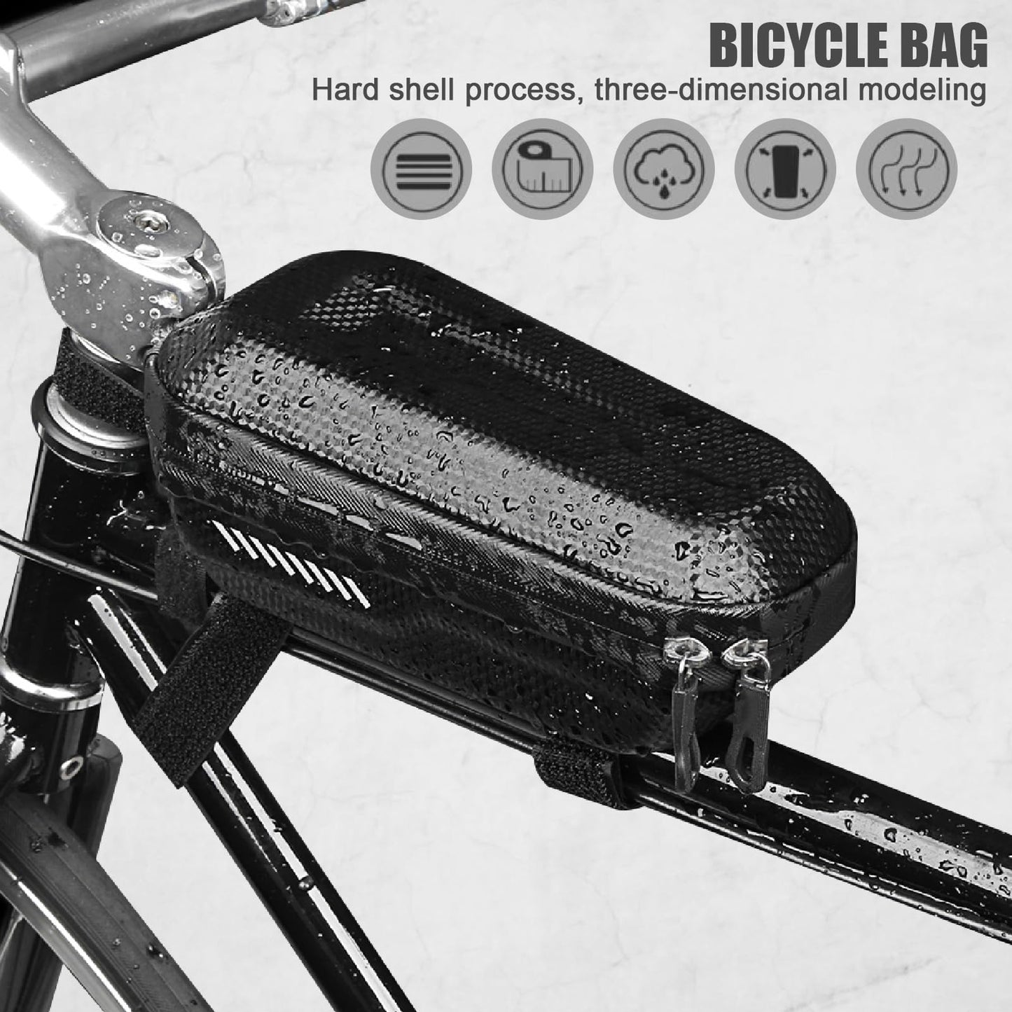 Fuerdich Bike Top Tube Bag, EVA Hard Shell Layered Waterproof Bicycle Cycling Front Tube Bag, Bag Cycling Accessories Pouch