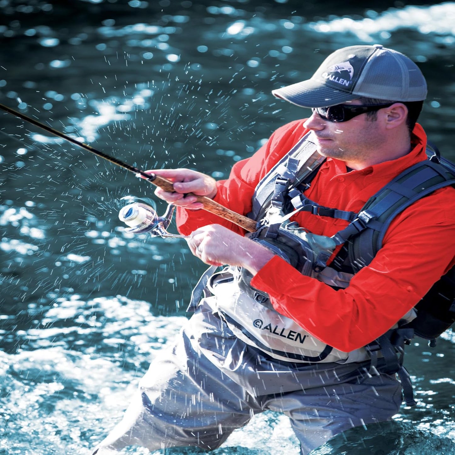 Allen Company Ultra-Light Gallatin Strap Pack Fishing Vest, Fits up to 4 Tackle/Fly Boxes, 14 Accessory Pockets