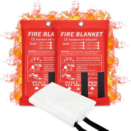 Vonctixe Emergency Fire Blanket, 2 Pack, High-Temperature Resistant, Flame Retardant Blanket for Home, Kitchen, School, Grill, Car, Office, Warehouse, Red