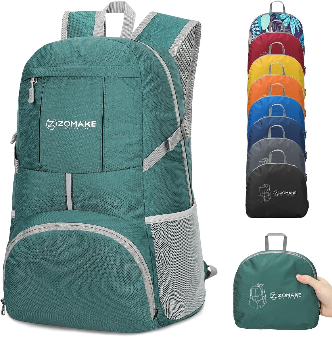 ZOMAKE Lightweight Packable Backpack 35L, Light Foldable Backpacks Water Resistant Collapsible Hiking Bag, Compact Folding Day Pack for Travel Camping(Black)