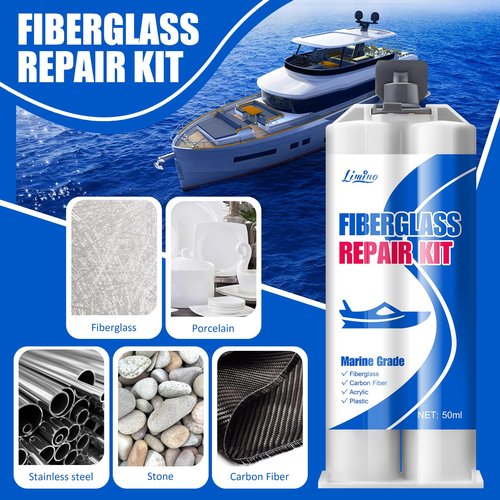 Limino Marine Fiberglass Repair Kit - 100ml Fiberglass Resin Filler for Fiberglass Bathtub Chips Cracks Holes Scratch Repair - Gel Coat Repair Kit for Boats, Jet Skis, Surf Boat, Kayak, UV-Resistant