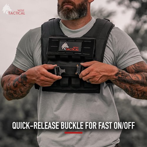 WOLF TACTICAL Weighted Training Vest - Weighted Vest Men Strength Training Weight Vests Workout Weight Vest for Men (Black, 25 LB)
