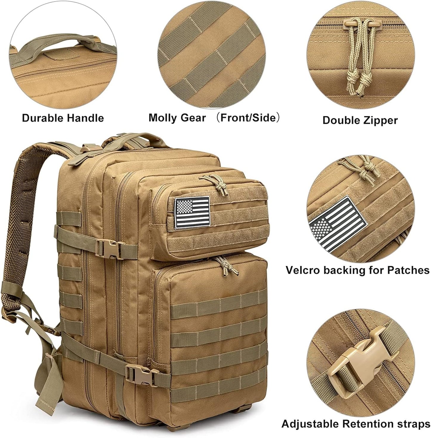 G4Free 45L Military Tactical Backpack 3 Day Assault Survival Molle Pack Bug Out Bag Travel Fishing Backpack Rucksack