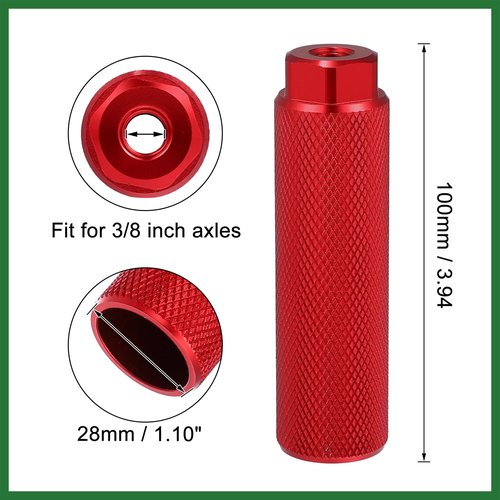 Motoforti 2 Pair 100x28mm Universal Aluminum Alloy Axle Rear Foot Pegs Footrests for BMX MTB Bike Bicycle Fit 3/8 Inch Black Red Long-Lasting