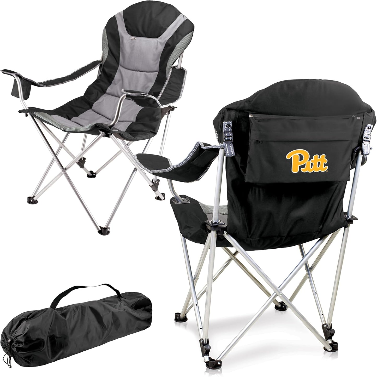 PICNIC TIME NCAA Arkansas Razorbacks Reclining Camp Chair - Beach Chair for Adults - Sports Chair with Carry Bag