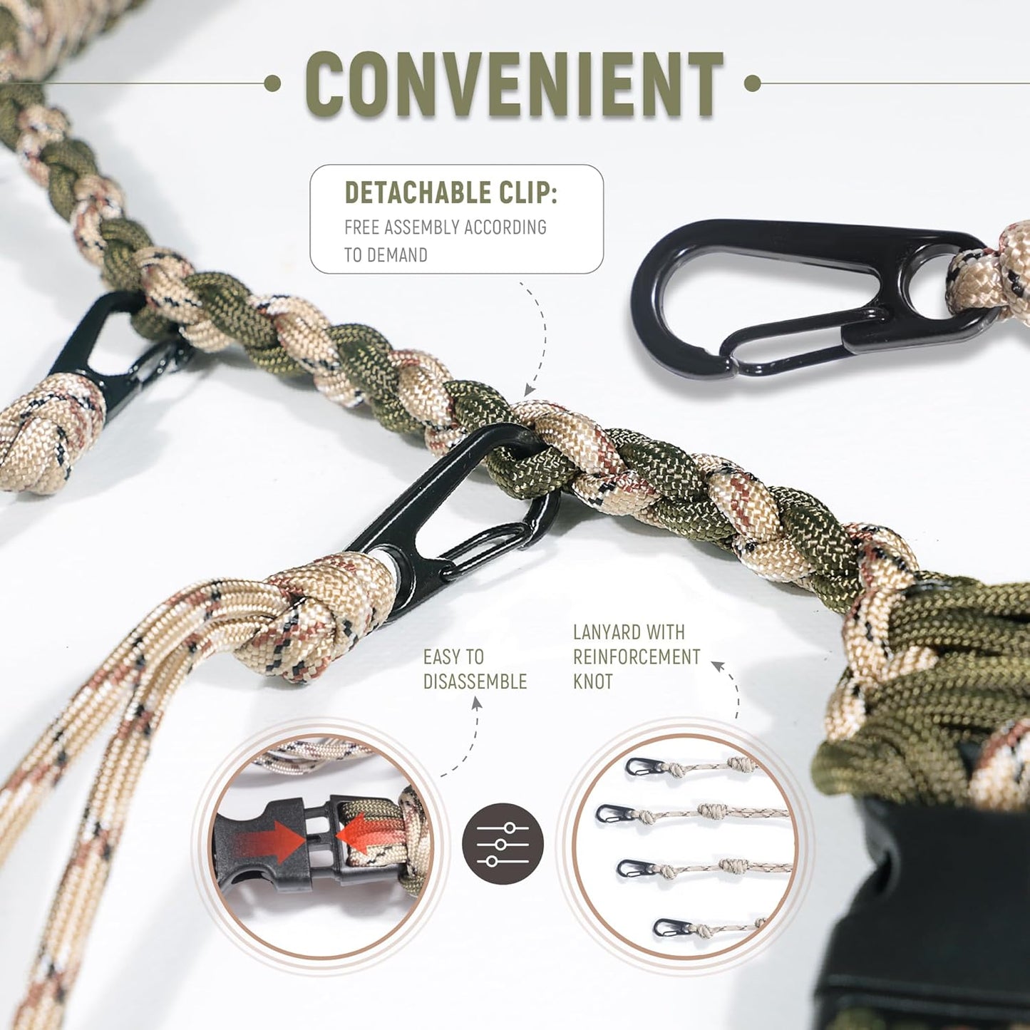 GLORYFIRE Duck Call Lanyard with Removable Drops Secures 11 Call Premium Real Nylon Game Call Lanyard Hand Braided Camo 550LB Paracord Goose Calls for Predator Ducks