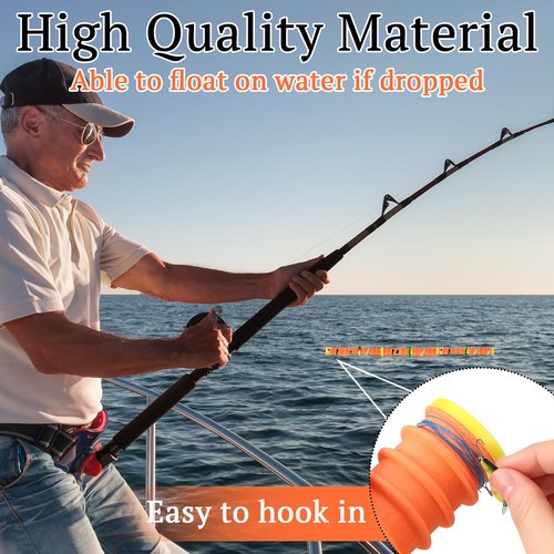 Rotatingpals 6 Pcs Fishing Leader Holder Snell Hook Storage with 72 Line Slots Organizer Fishing Storage Tackle Organizer and Keeper Rigger for Walleye Catfish(Orange)